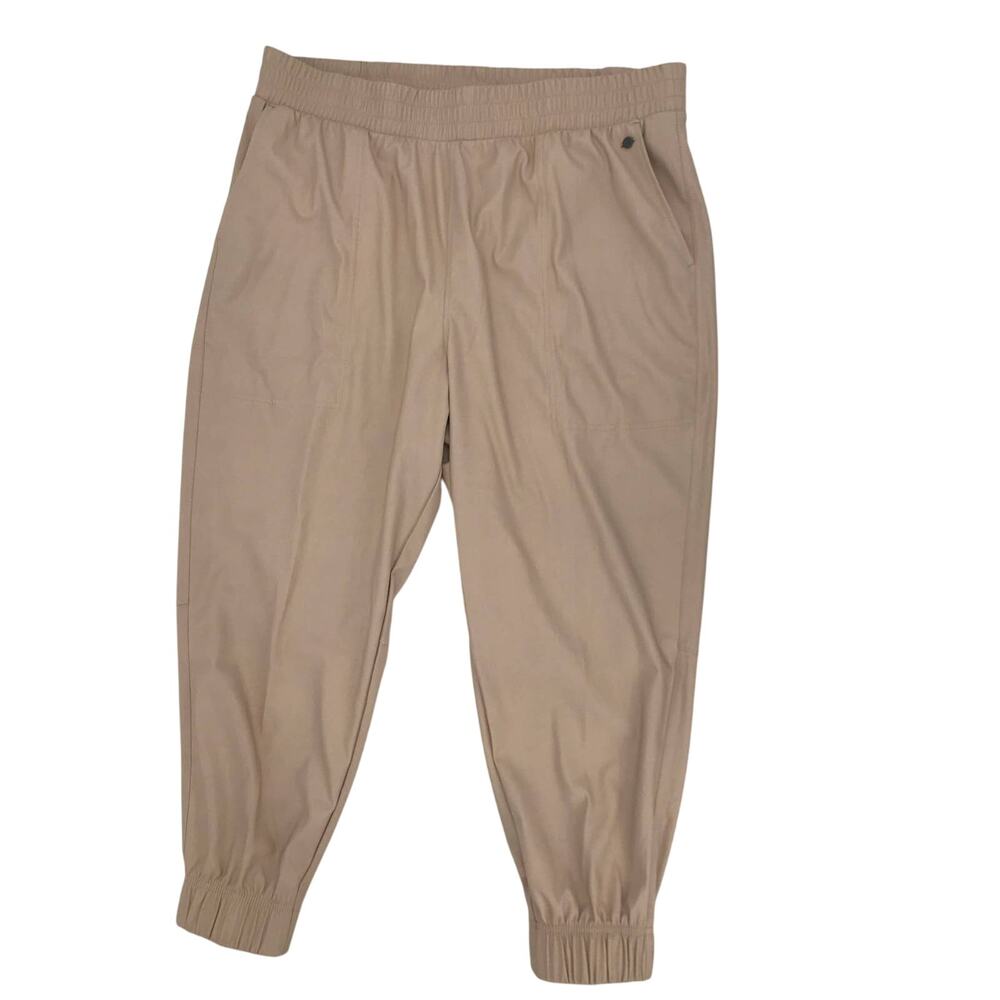 CALIA Barely Khaki Ath-Leather High Rise Jogger Pants Plus Size XXL